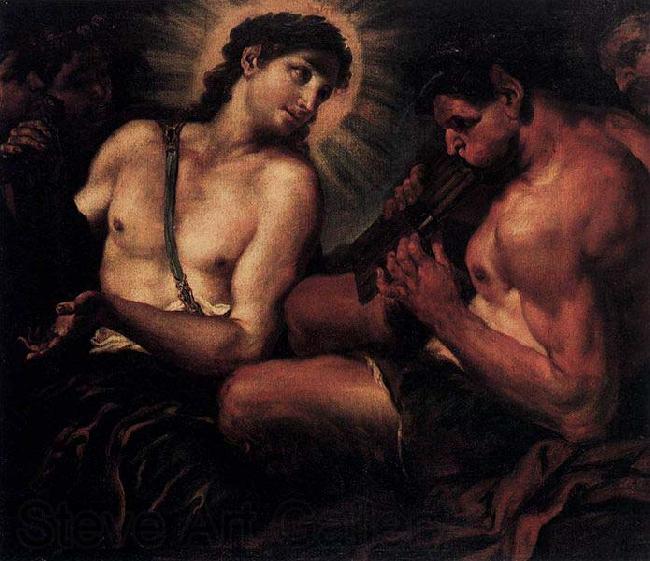 Johann Carl Loth Apollo, Pan, and Marsyas Germany oil painting art